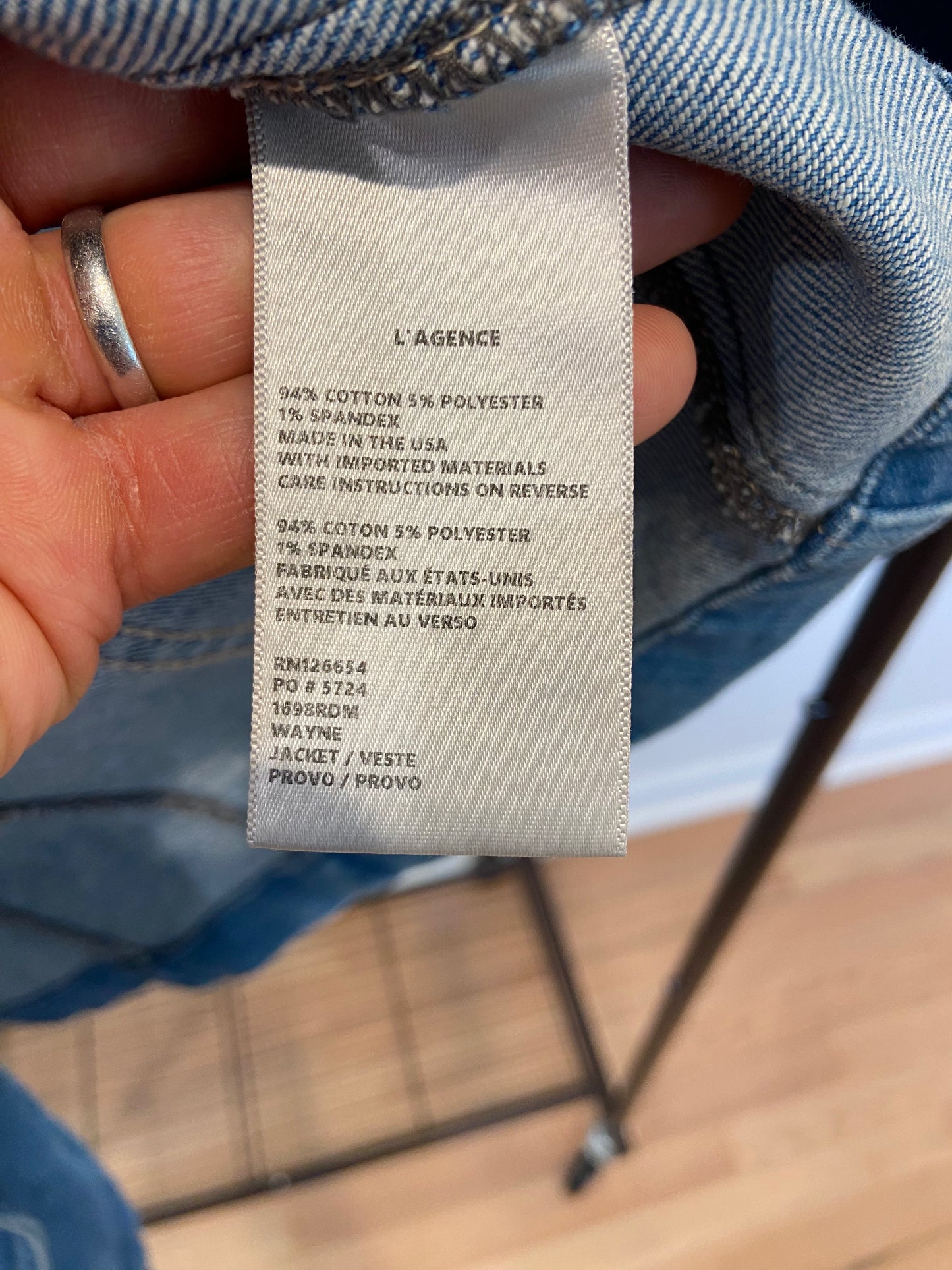 L'Agence Wayne Denim Double Breasted Cropped Blazer size M