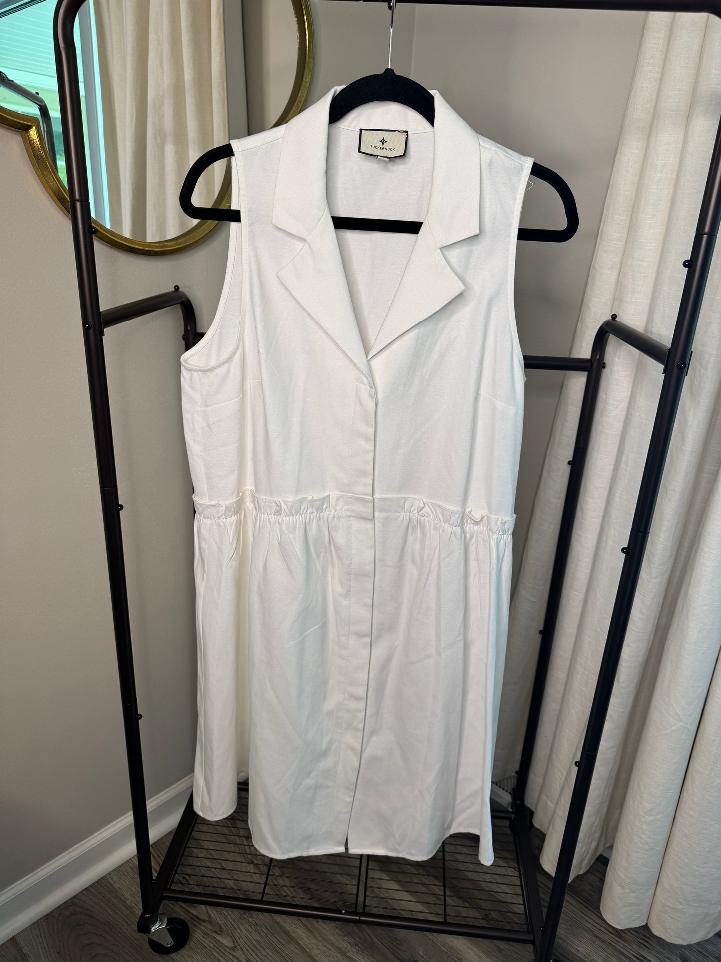 Tuckernuck Oxford White Sleeveless Royal Shirt Dress size L