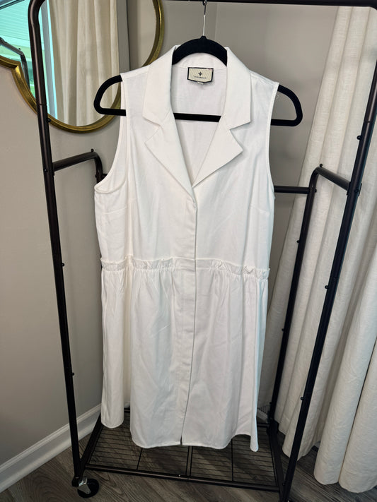 Tuckernuck Oxford White Sleeveless Royal Shirt Dress size L