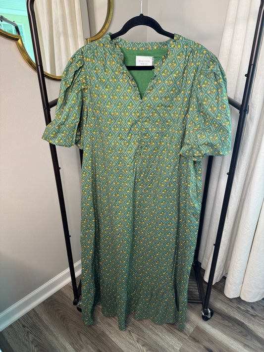 Hyacinth House Green Diamond Floral Mimi Midi Dress size XXL