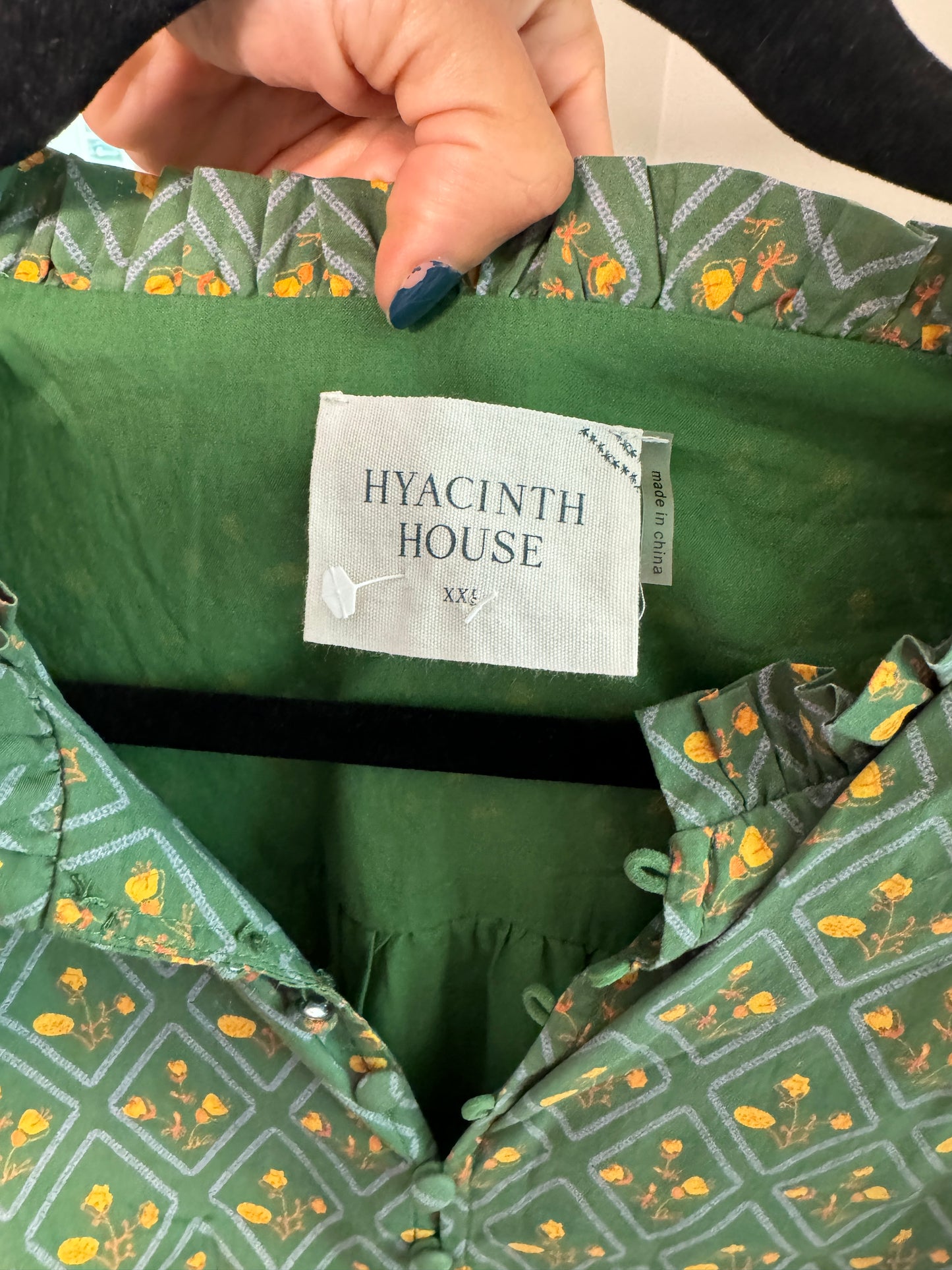 Hyacinth House Green Diamond Floral Mimi Midi Dress size XXL