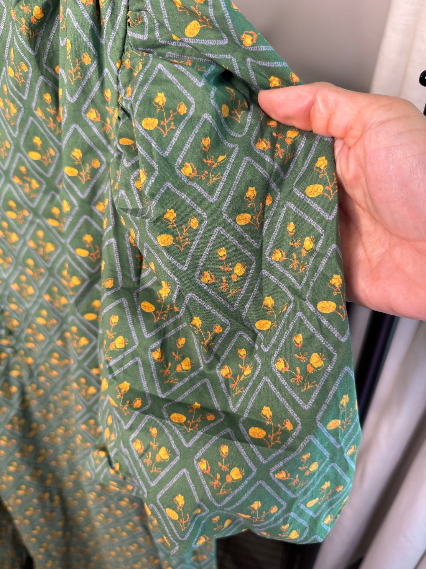 Hyacinth House Green Diamond Floral Mimi Midi Dress size XXL