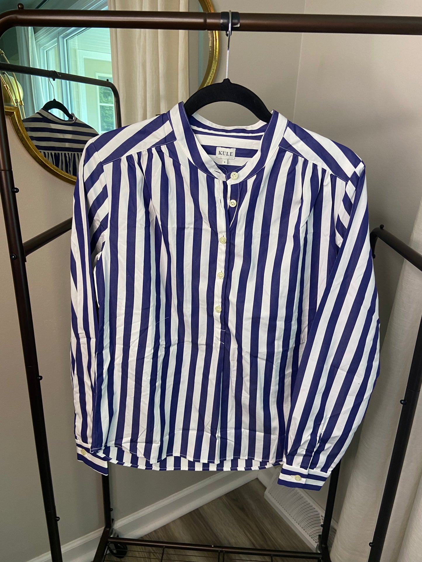 Kule Brooke Henley Striped Blouse size S