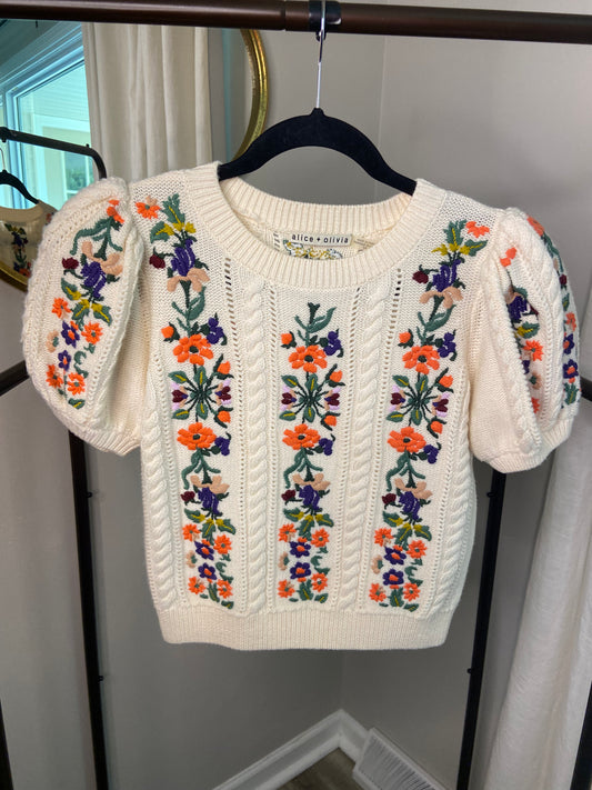 Alice and Olivia Daren Puff Sleeve Sweater size S