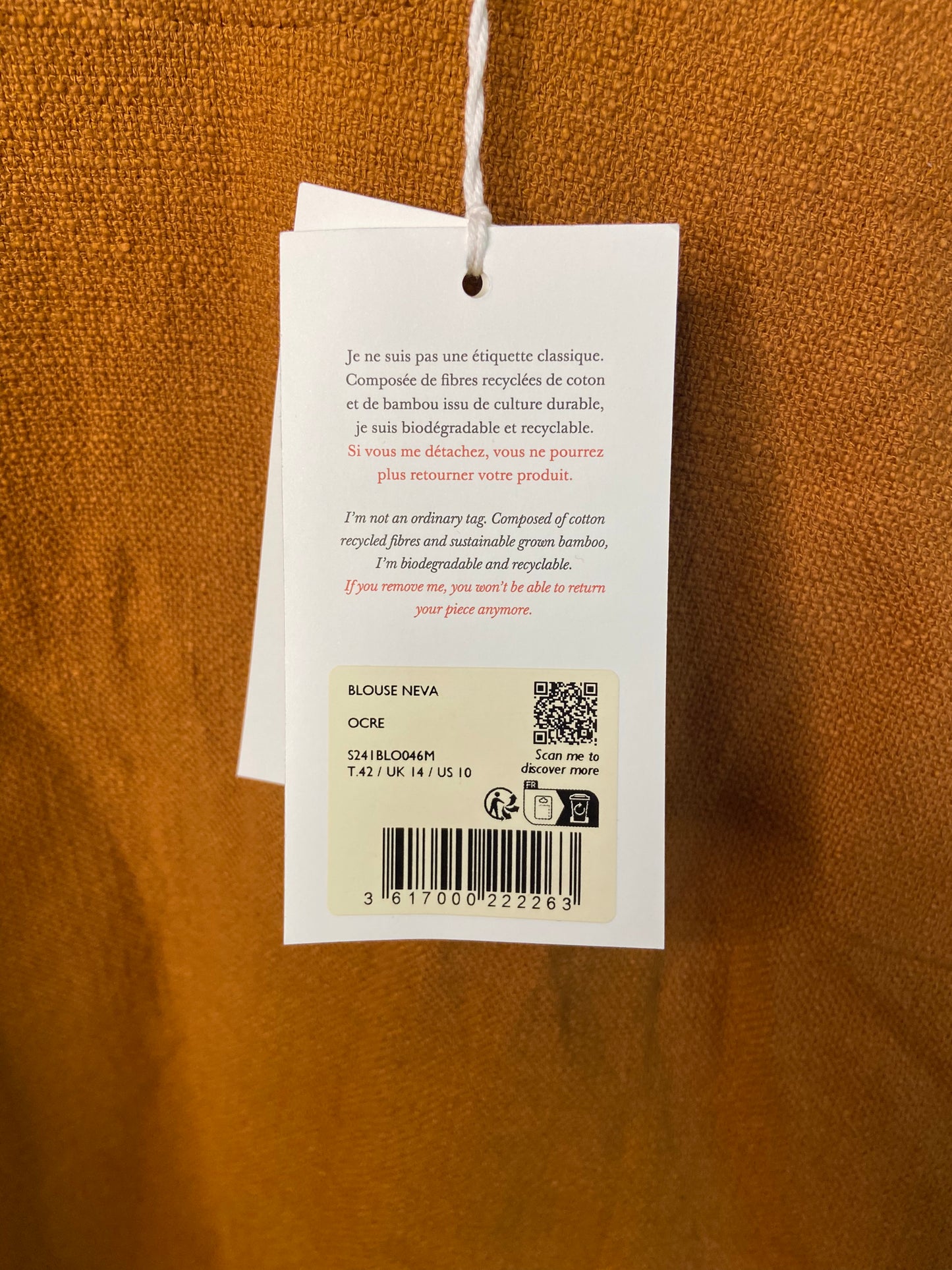 Sezane Neva Blouse Ocre size 10