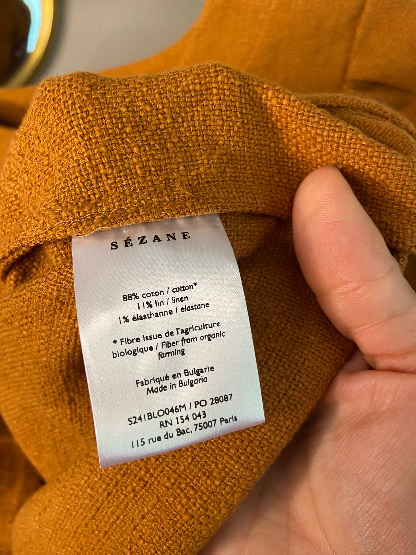Sezane Neva Blouse Ocre size 10