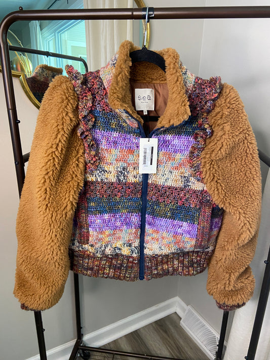 Sea New York Felicity Sherpa and Crochet Jacket size M