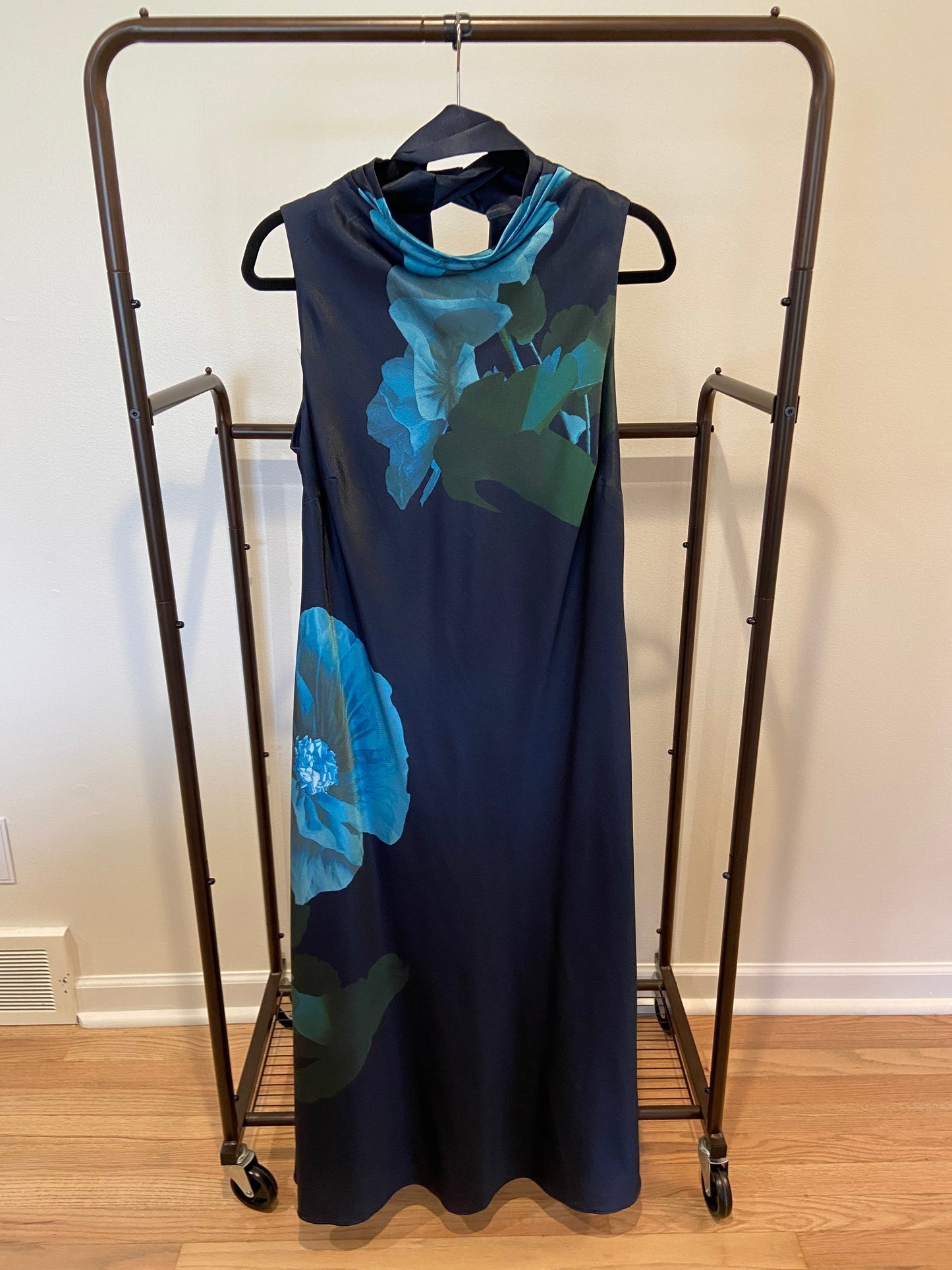 Ted Baker Timava Cowl Neck Midi Slip Dress Navy size 5 US 12