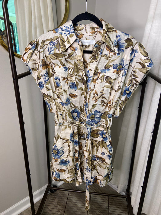Zimmermann Aliane Roll Cuff Playsuit in Linen size US 6