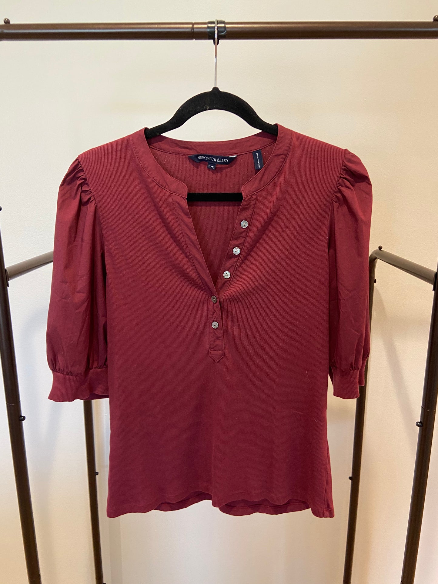 Veronica Beard Coralee Puff Sleeve Top size XL
