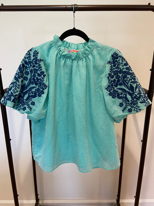 THML Puff Sleeve Embroidered Top size L
