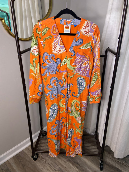 Farm Rio Bell-Sleeve V-Neck Dress size S