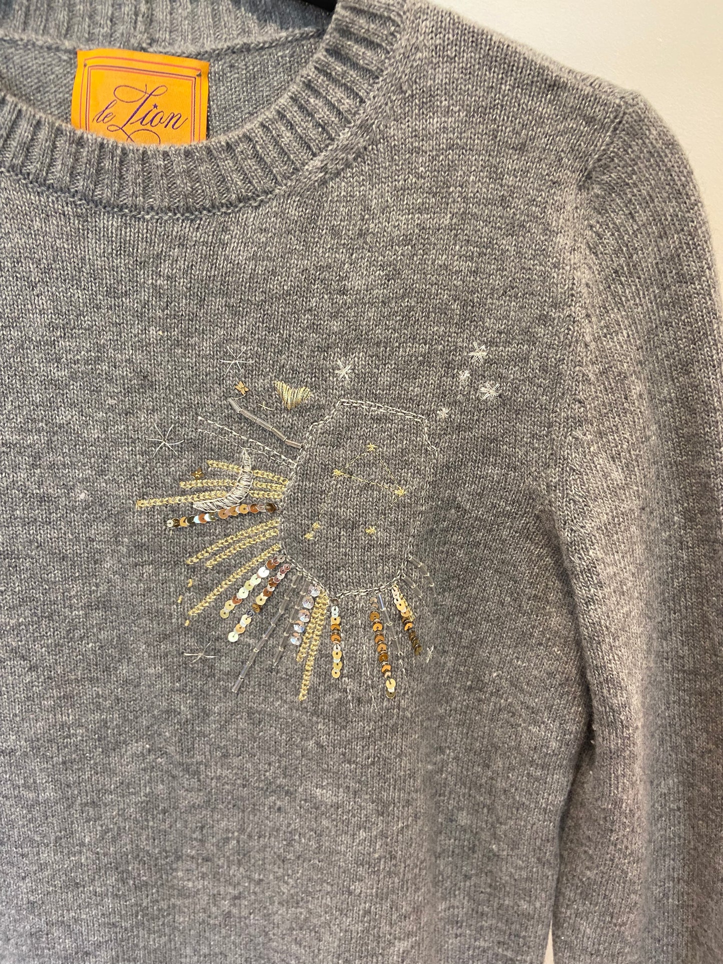 Le Lion Merino Wool Sweater Virgo Zodiac Constellation size XS