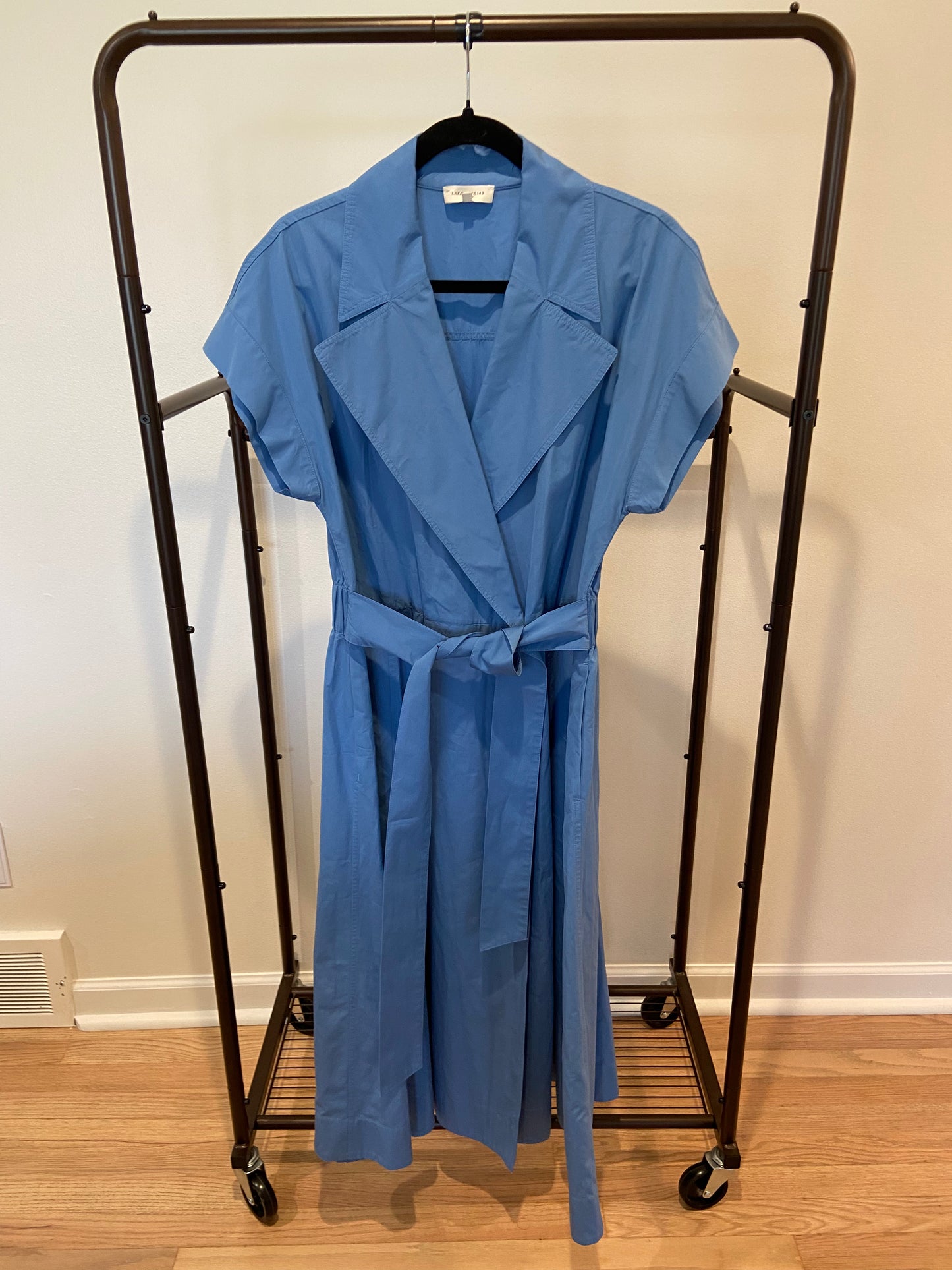 Lafayette 148 Belted Organic Cotton Poplin Midi Wrap Dress size M