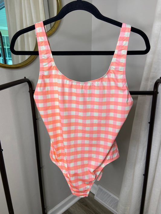 Solid and Striped The Anne Marie Coral Gingham Swimsuit size XS
