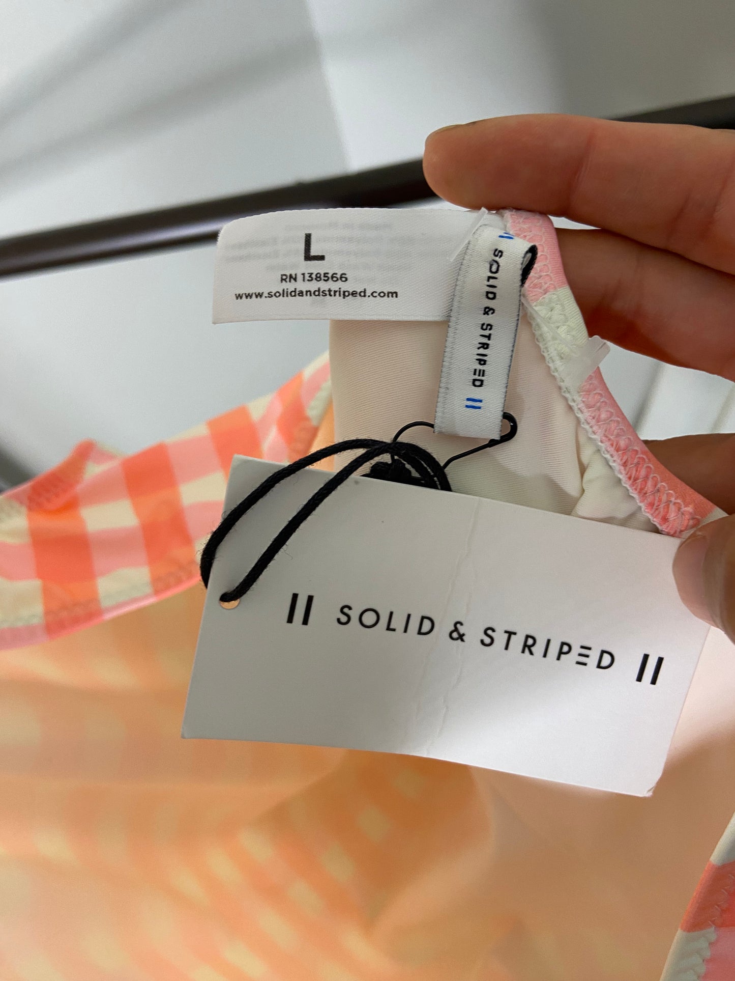 Solid and Striped The Anne Marie Coral Gingham Swimsuit size XS