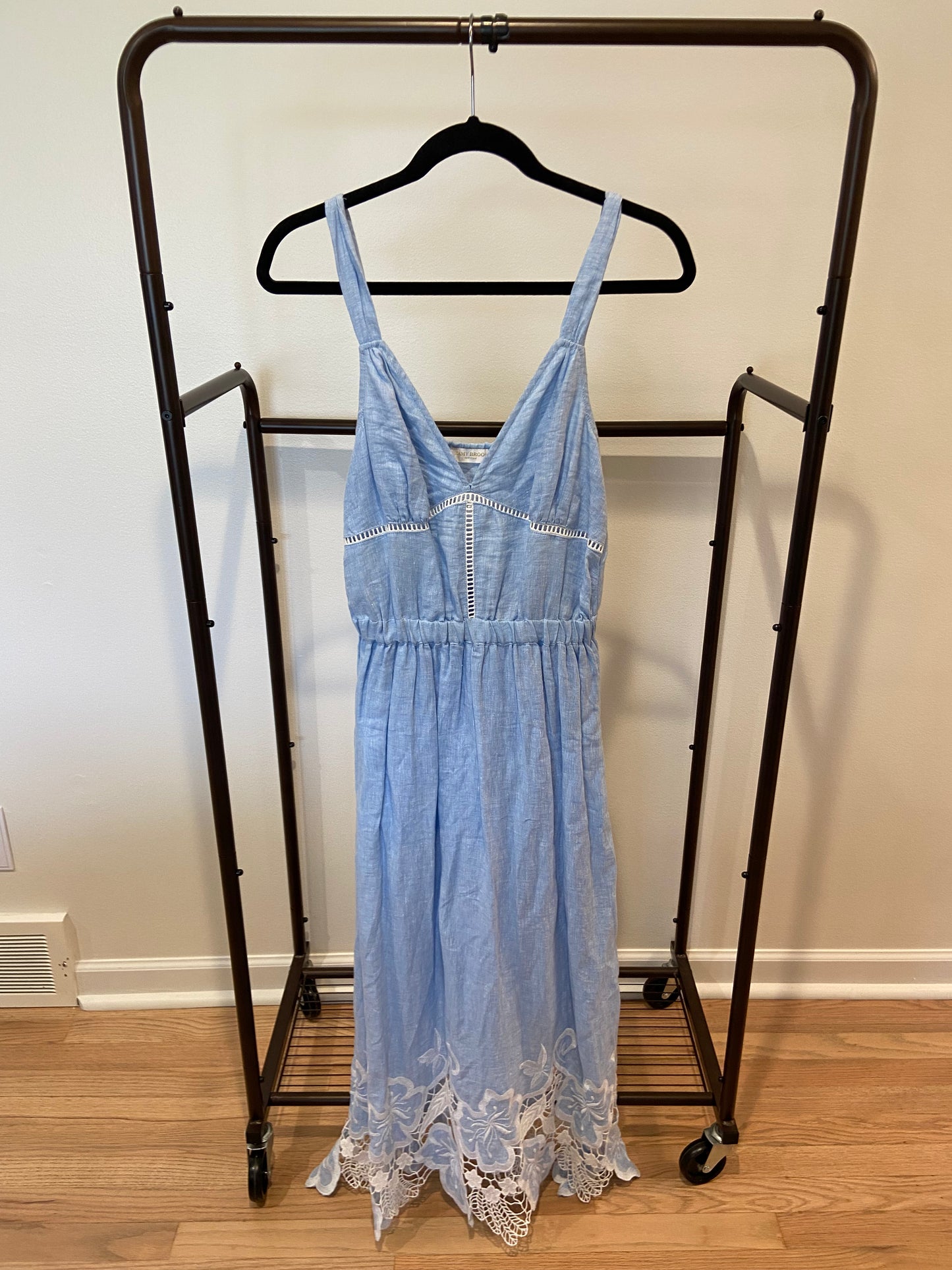 Ramy Brook Aubriella Embroidered Midi Linen Dress size S