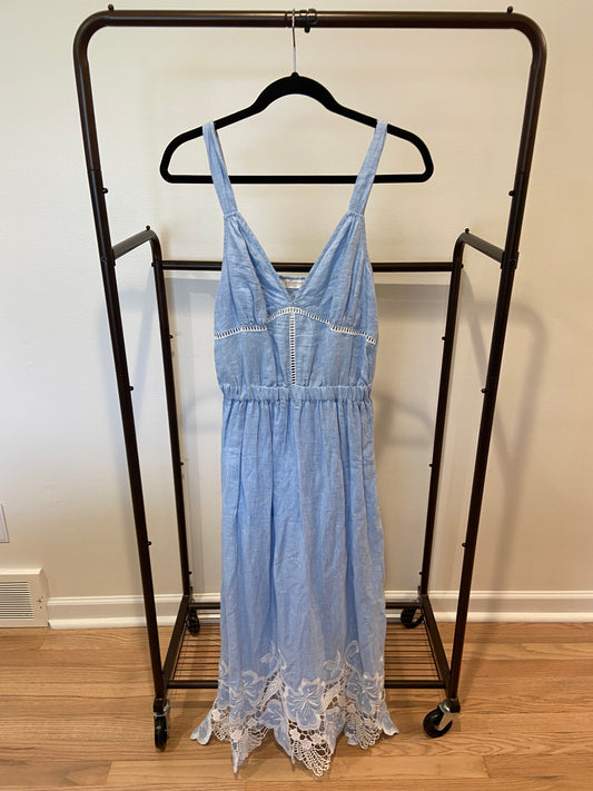 Ramy Brook Aubriella Embroidered Midi Linen Dress size S
