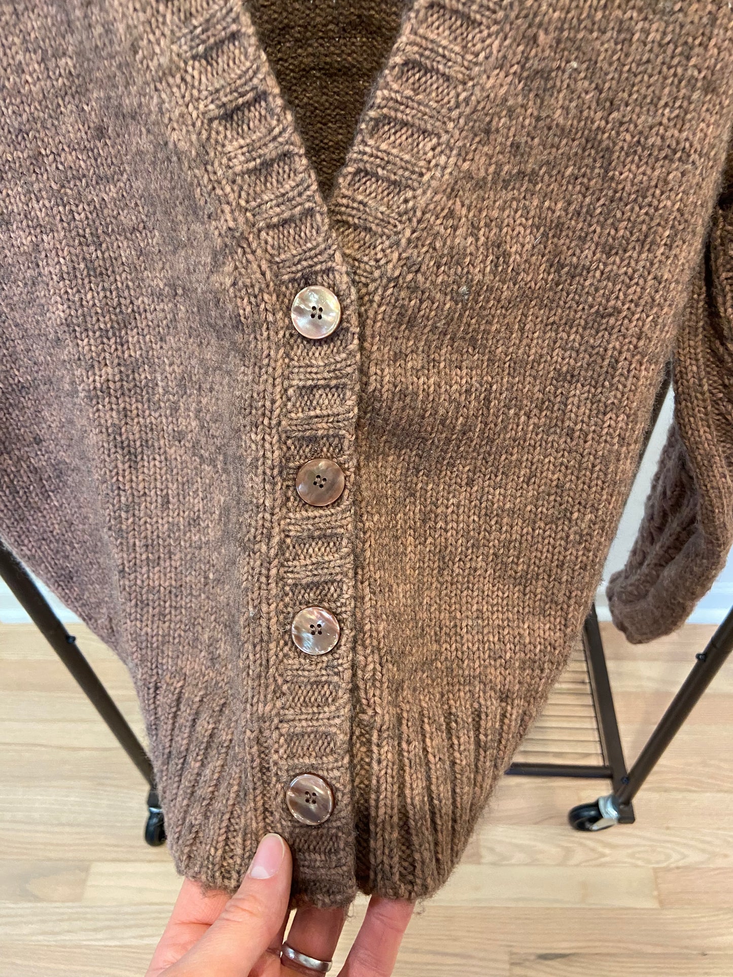 Carbon 38 Cable Knit Cardigan Mushroom Brown size M