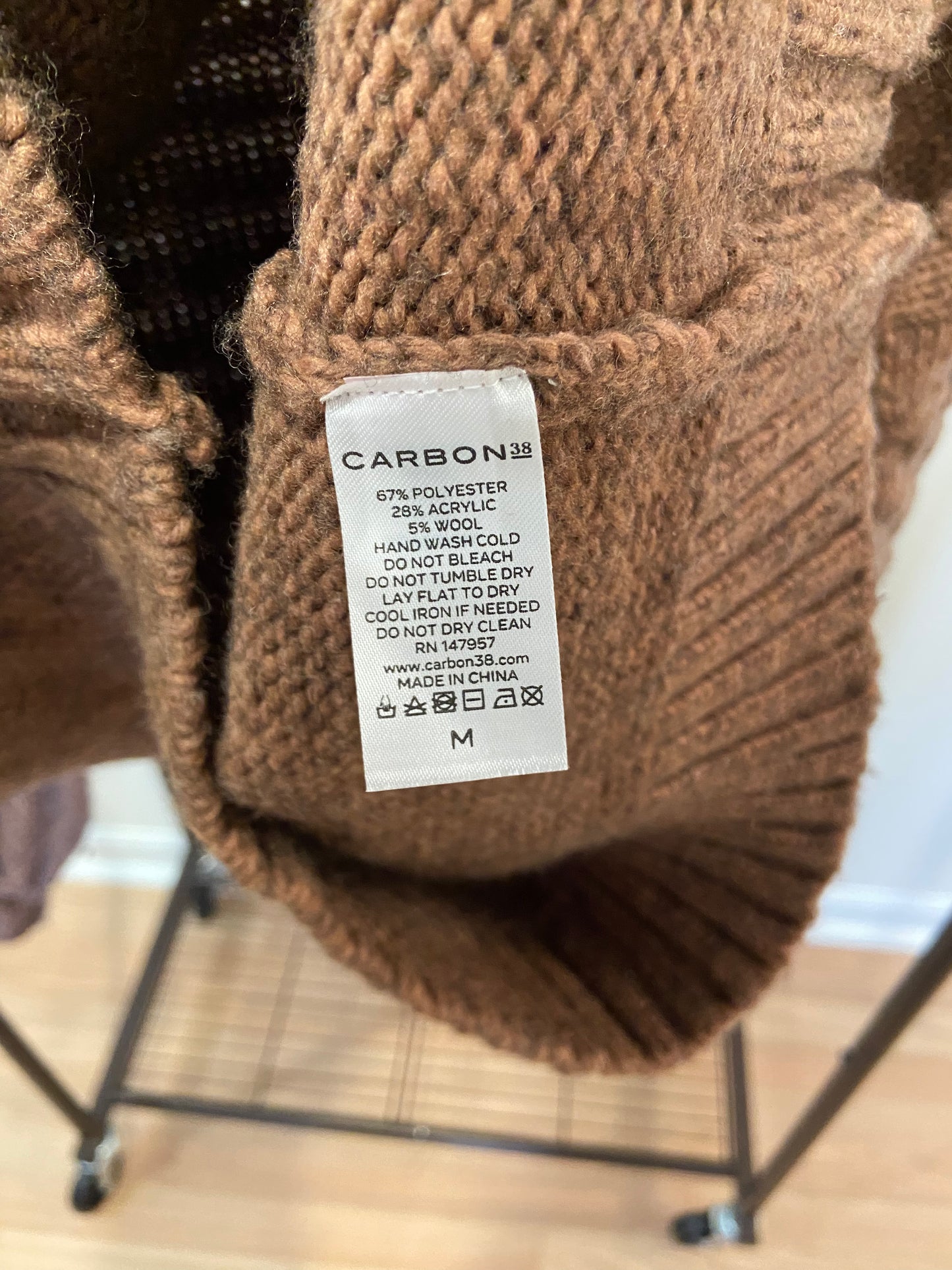 Carbon 38 Cable Knit Cardigan Mushroom Brown size M
