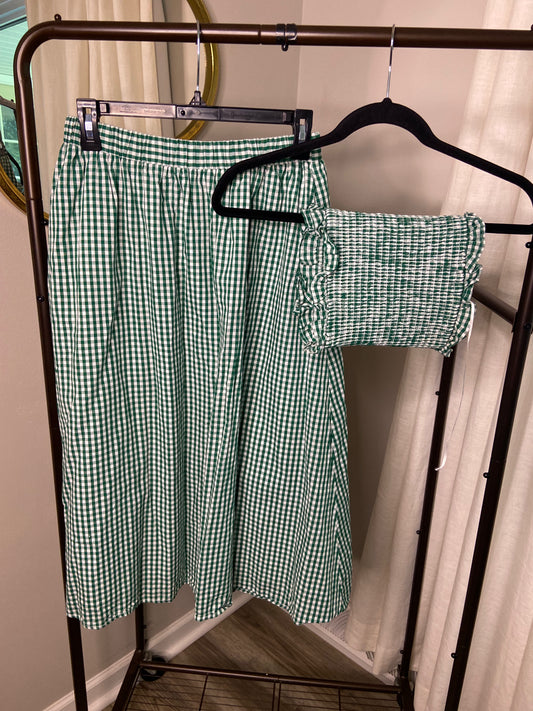 English Factory Two Piece Green Gingham Skirt Set size M