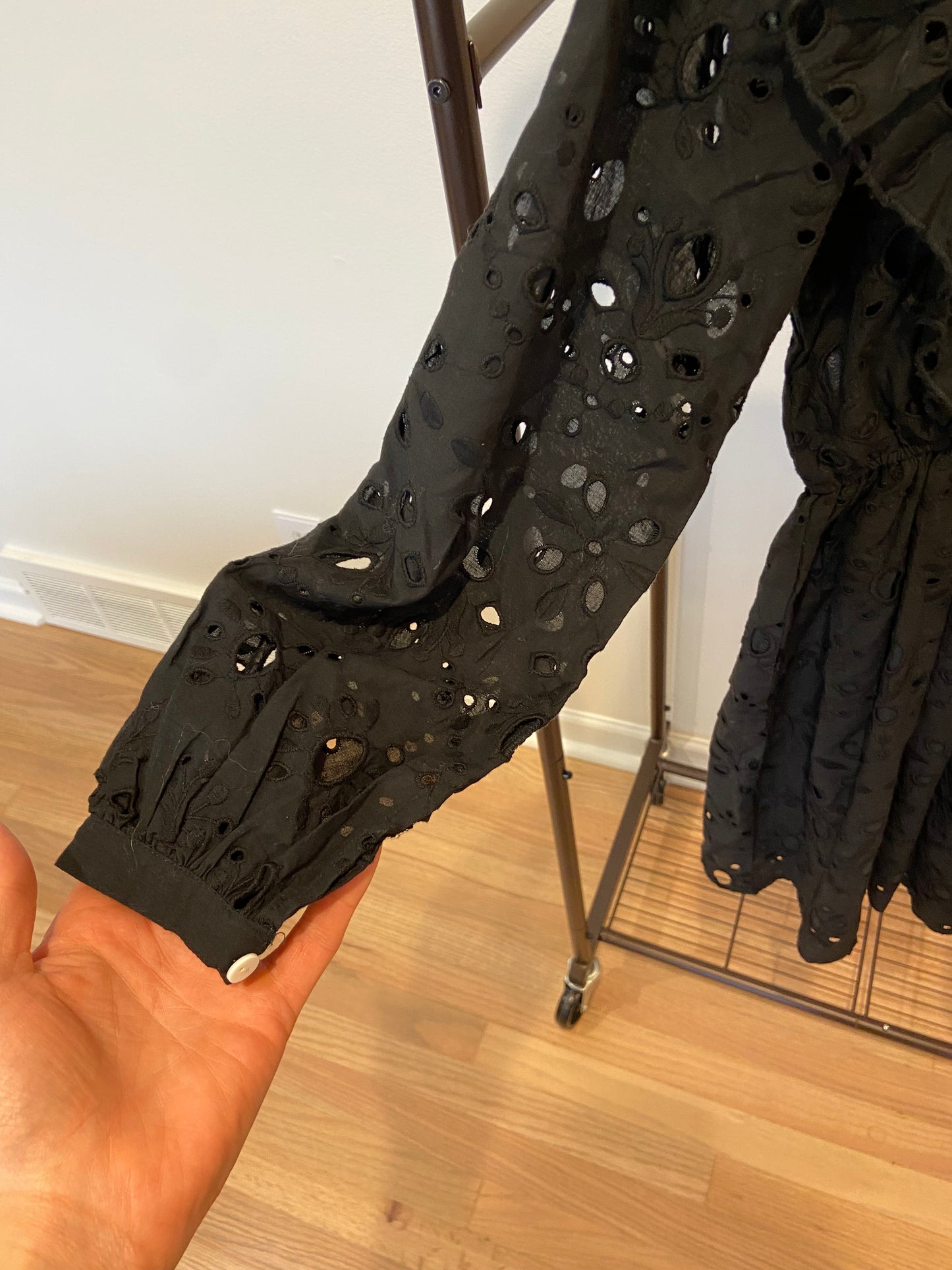 Bell Eyelet Black Mini Dress Black size XS