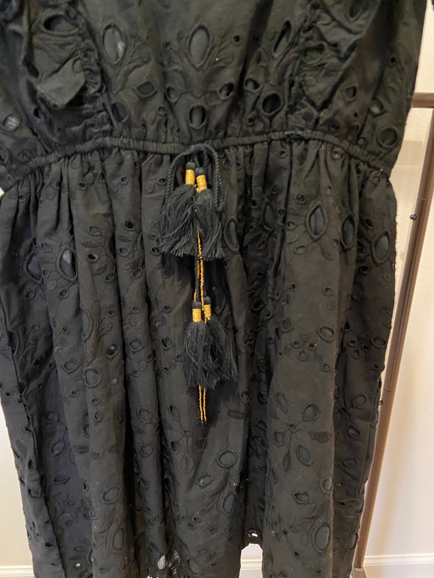 Bell Eyelet Black Mini Dress Black size XS