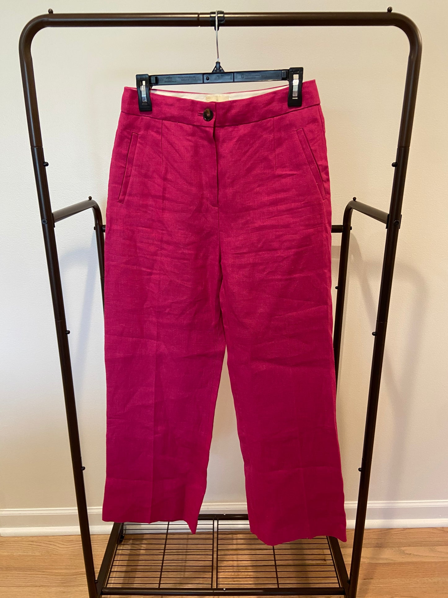 Sezane Martin Linen Trousers Pants Fuchsia size 38 US 6