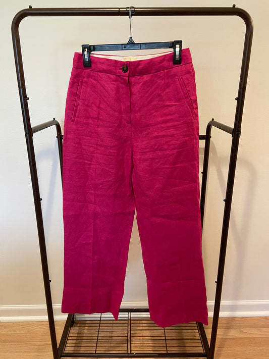 Sezane Martin Linen Trousers Pants Fuchsia size 38 US 6