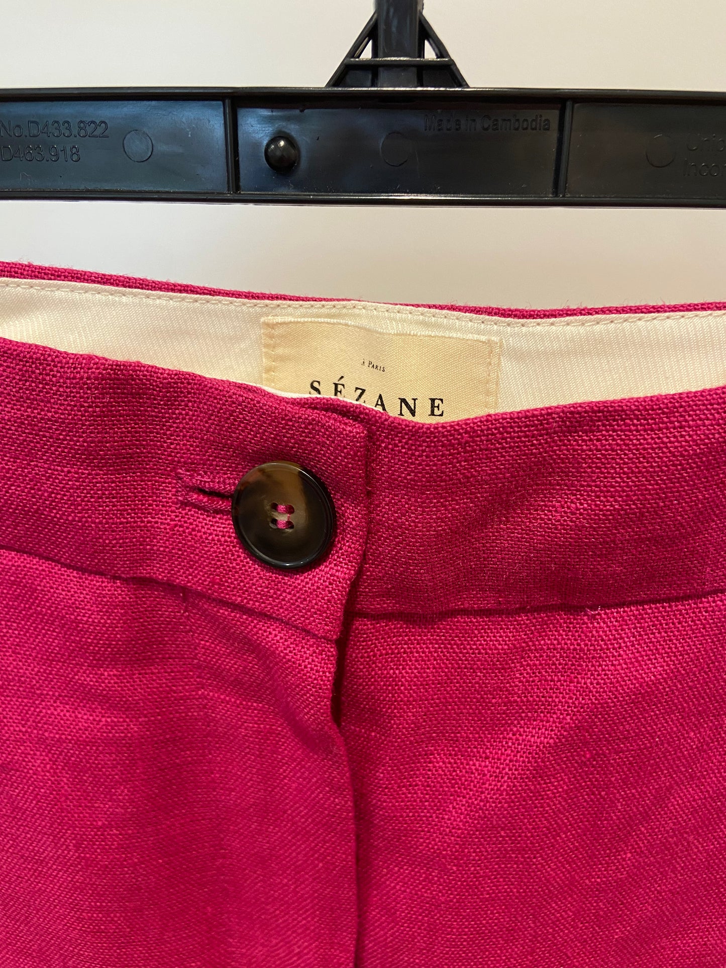 Sezane Martin Linen Trousers Pants Fuchsia size 38 US 6
