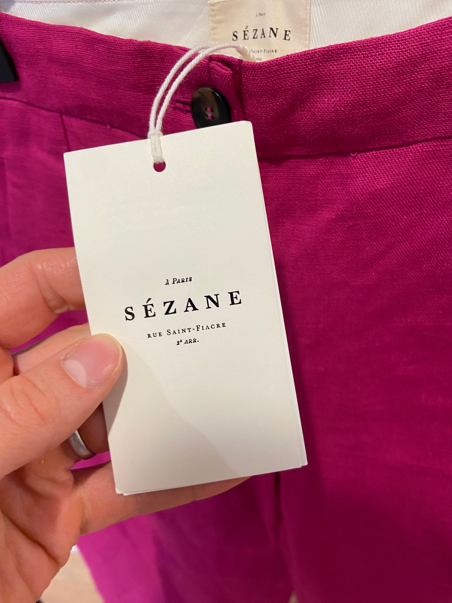 Sezane Martin Linen Trousers Pants Fuchsia size 38 US 6