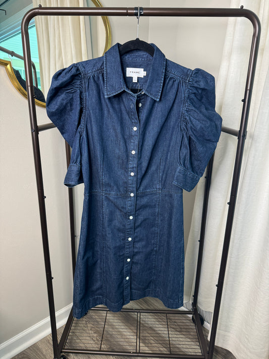 FRAME Puff Sleeve Denim Mini Dress size M
