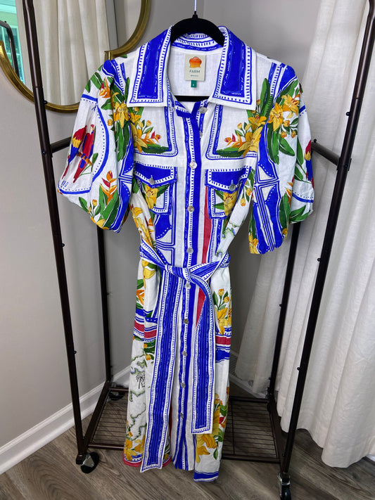 Farm Rio Tropical Destination Cotton-blend Shirt Dress size S