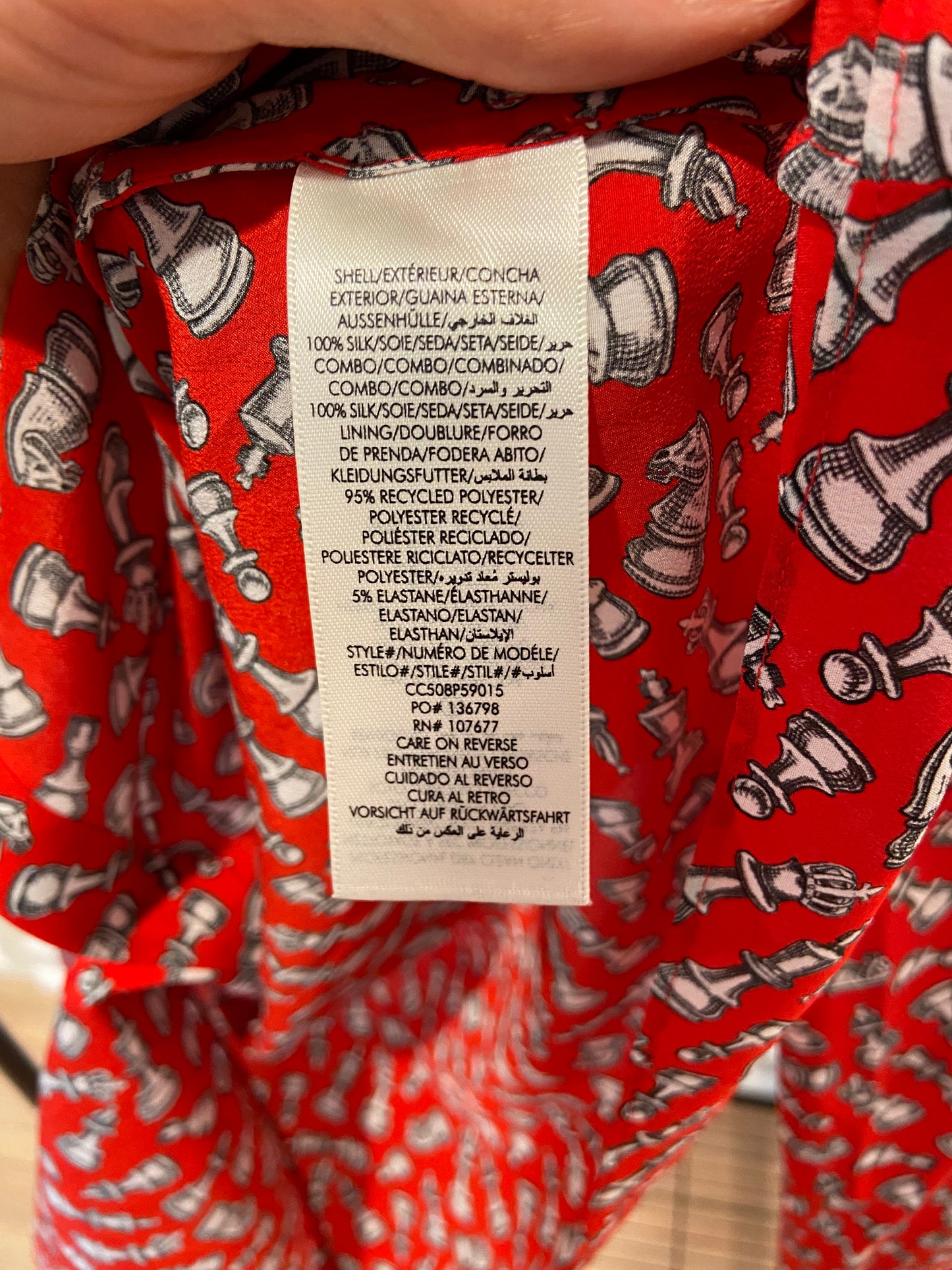 Alice + Olivia Willa Silk Blouse with Piping Chess size XS
