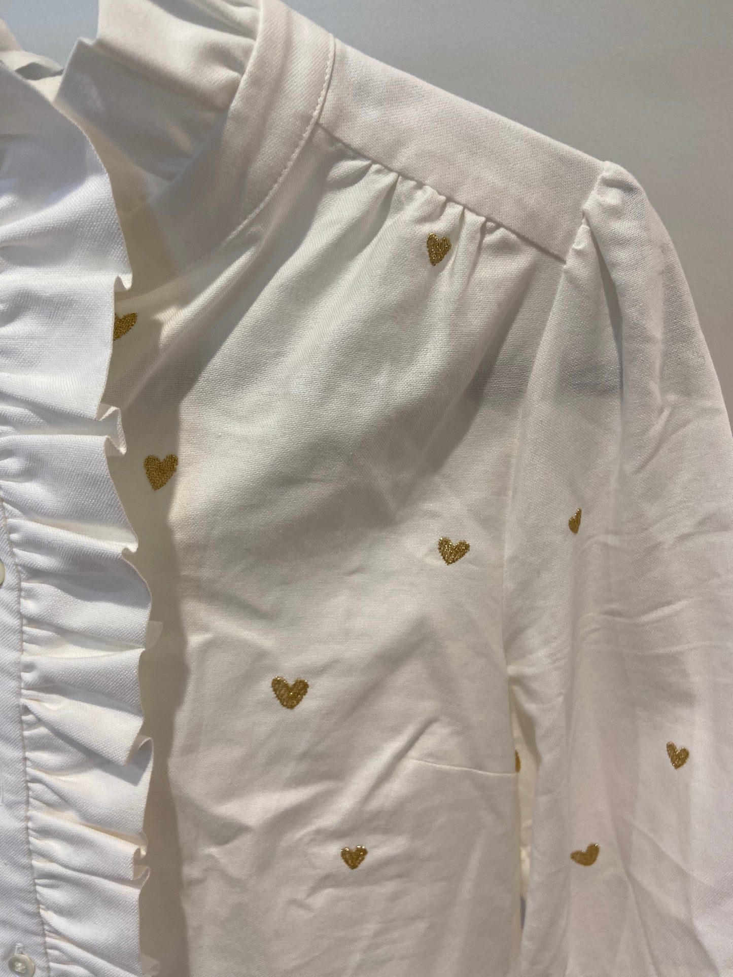 Sezane Chlo Shirt Gold Heart Embroidery size 34 US 2