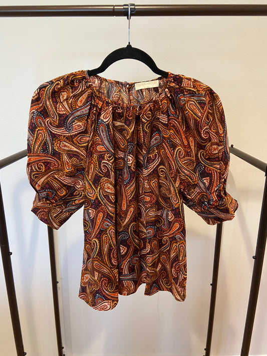 Ulla Johnson Suri Paisley Print Wool-Blend top size 2