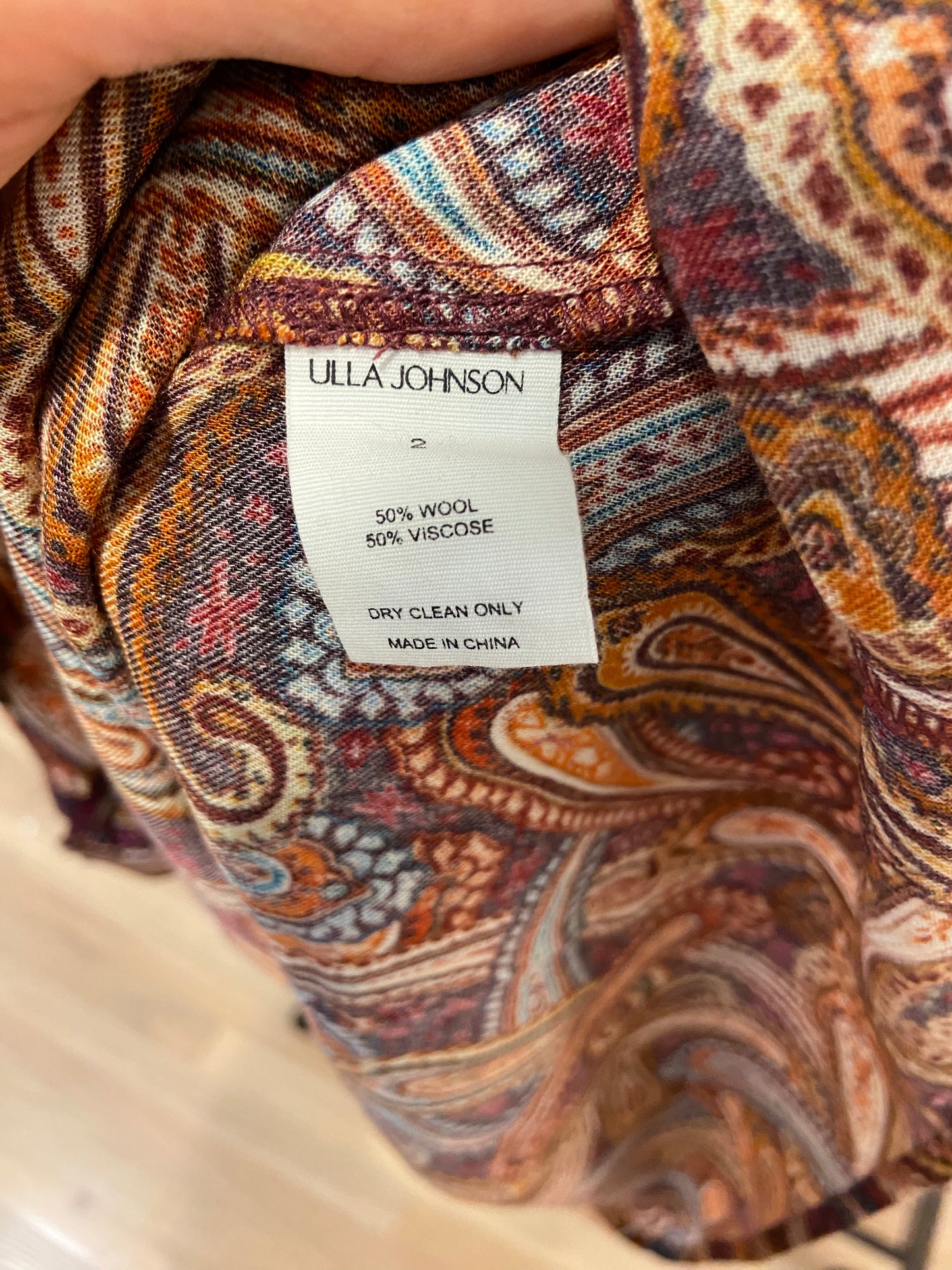 Ulla Johnson Suri Paisley Print Wool-Blend top size 2