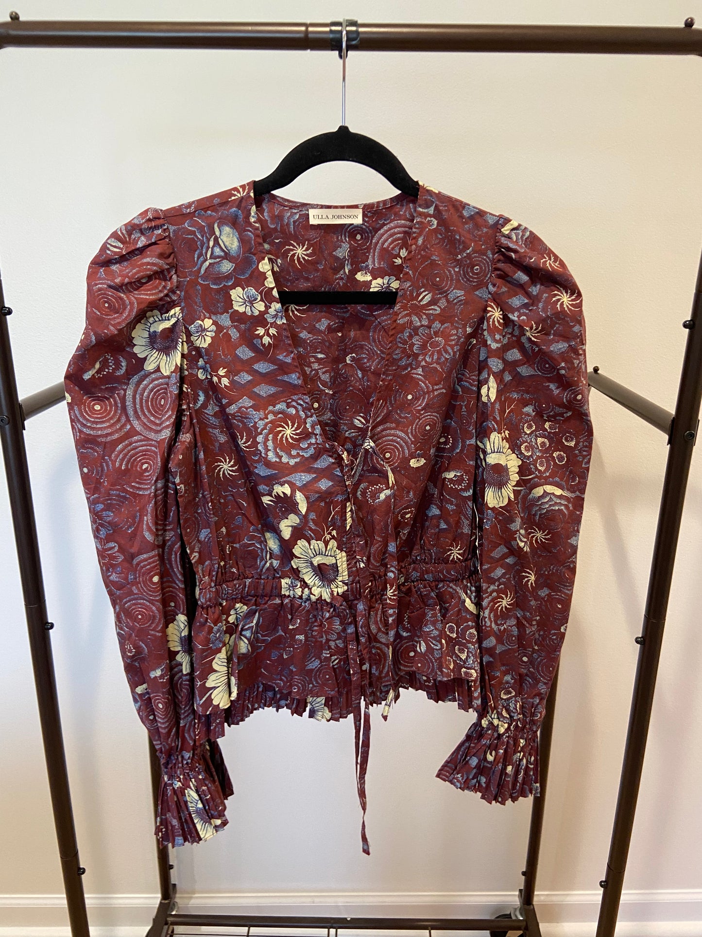 Ulla Johnson Ren Ruffled Printed Cotton Blouse size 4
