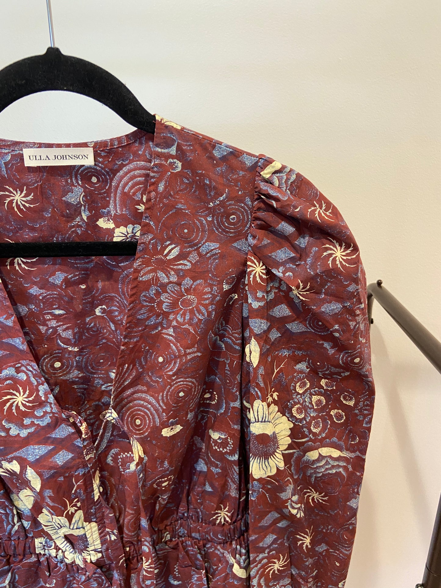 Ulla Johnson Ren Ruffled Printed Cotton Blouse size 4