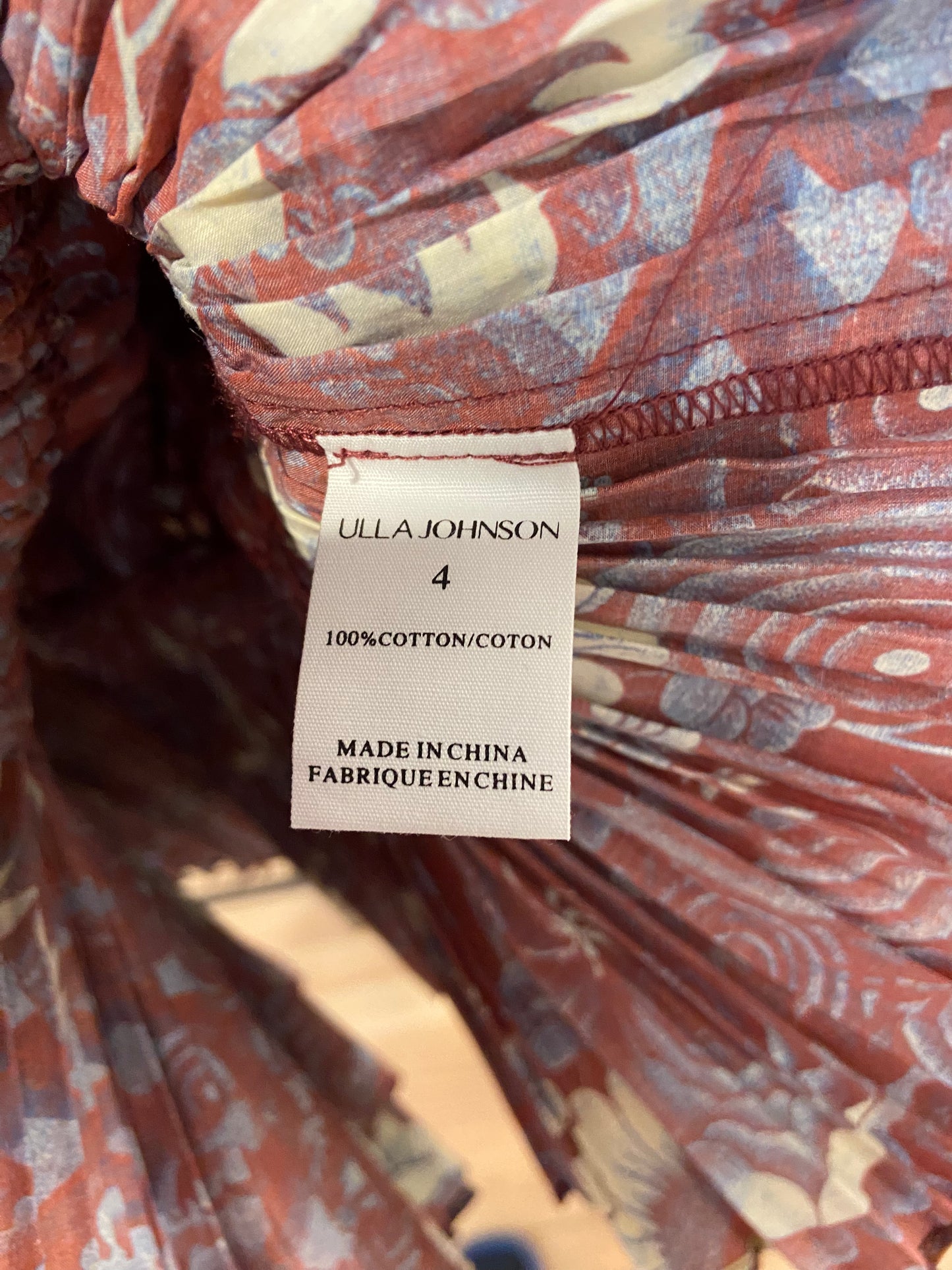 Ulla Johnson Ren Ruffled Printed Cotton Blouse size 4