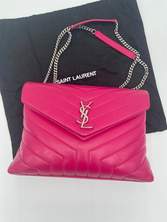 YSL Medium Loulou Calfskin Leather Shoulder Bag - Pink