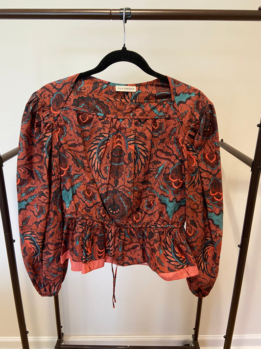 Ulla Johnson Mireya Puff-Sleeve Poplin Blouse size 4