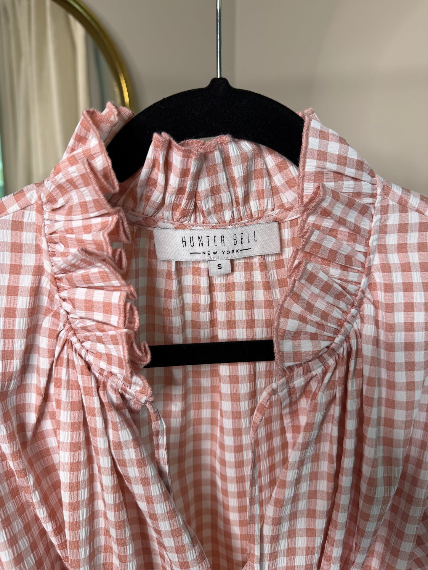 Hunter Bell Pink Gingham Matthews Midi Dress size S