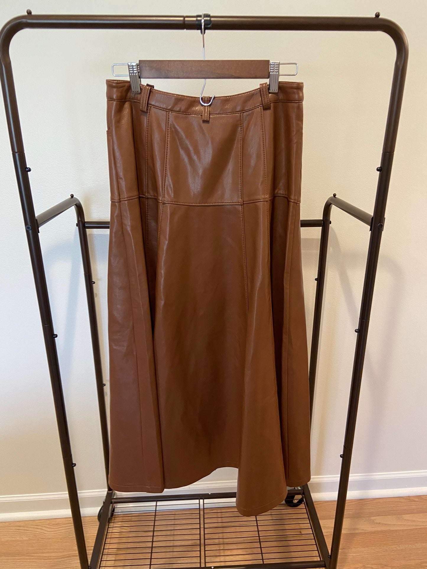 Cinq a Sept Veena Vegan Leather Midi Skirt size 4