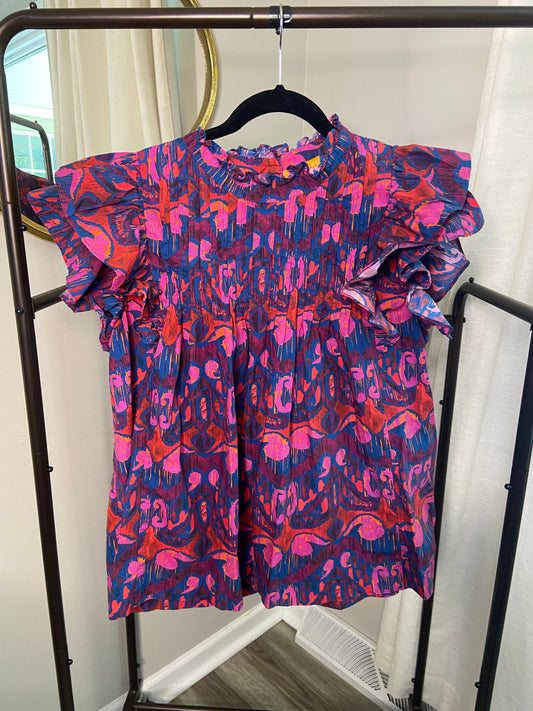 Oliphant Pintuck Ruffle Top size XL
