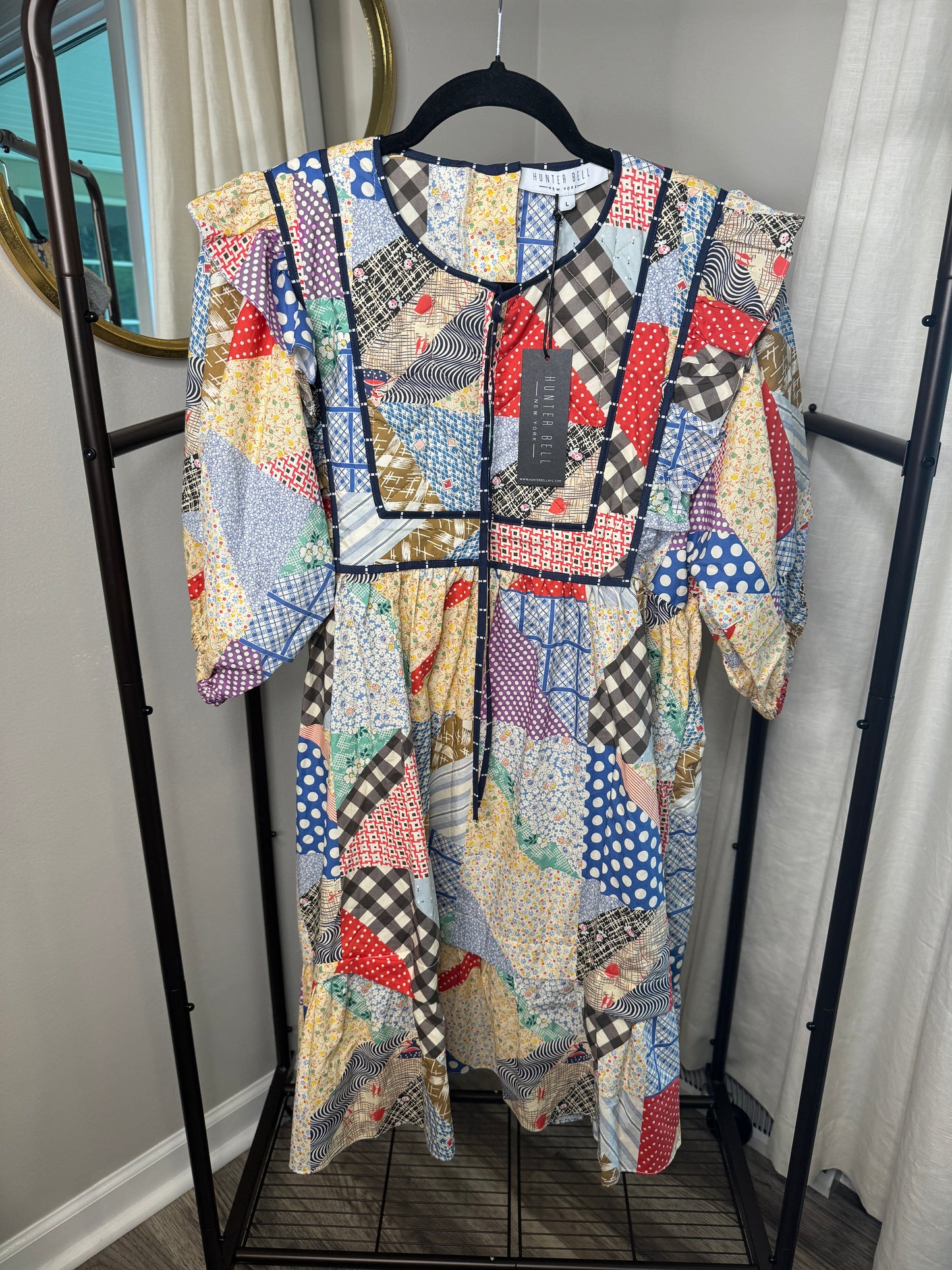 Hunter Bell Britton Patchwork Mini Dress size L