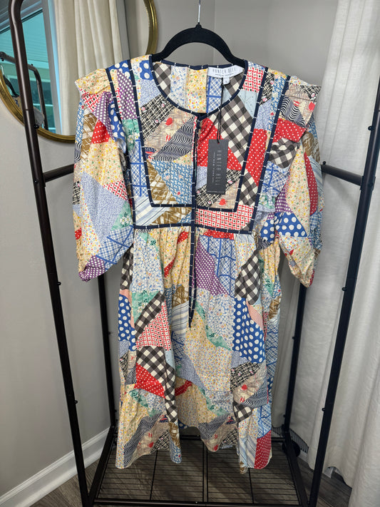 Hunter Bell Britton Patchwork Mini Dress size L