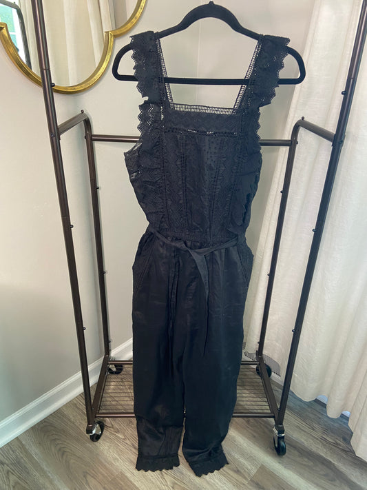 Frame Black Lace Eyelet Jumpsuit size M