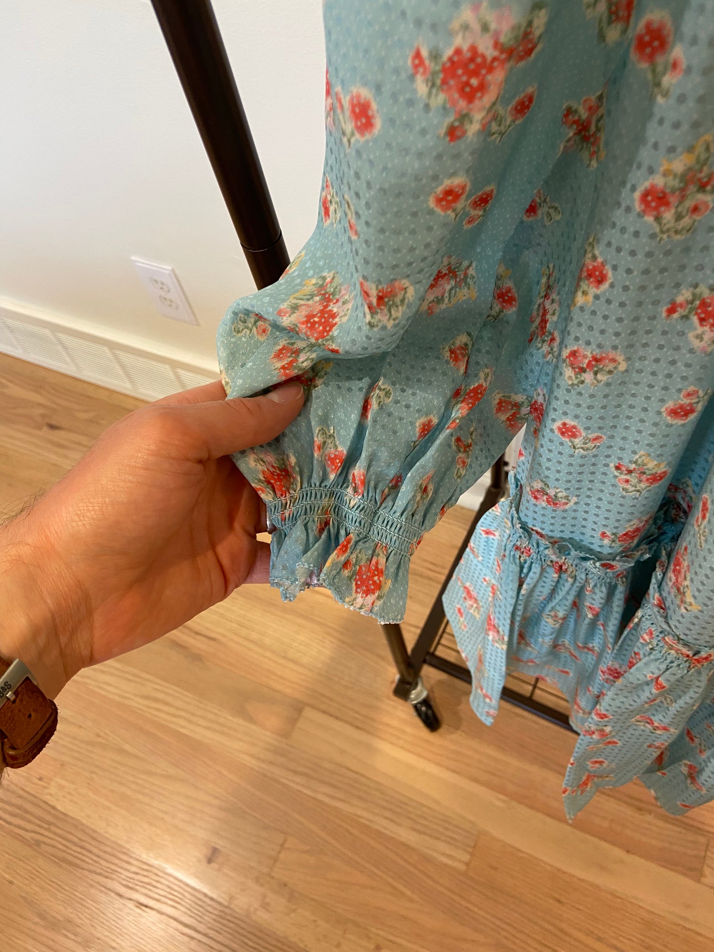 Hunter Bell Blakely Dress Blue Ikat Flower size XS