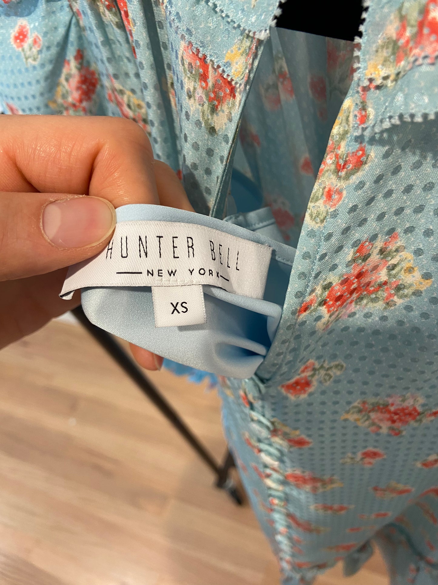 Hunter Bell Blakely Dress Blue Ikat Flower size XS